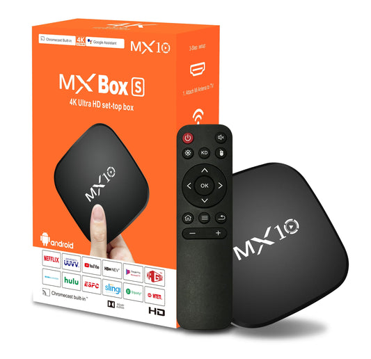 MX10 Smart Android TV Box: 4K Ultra HD Streaming, Quad Core WiFi