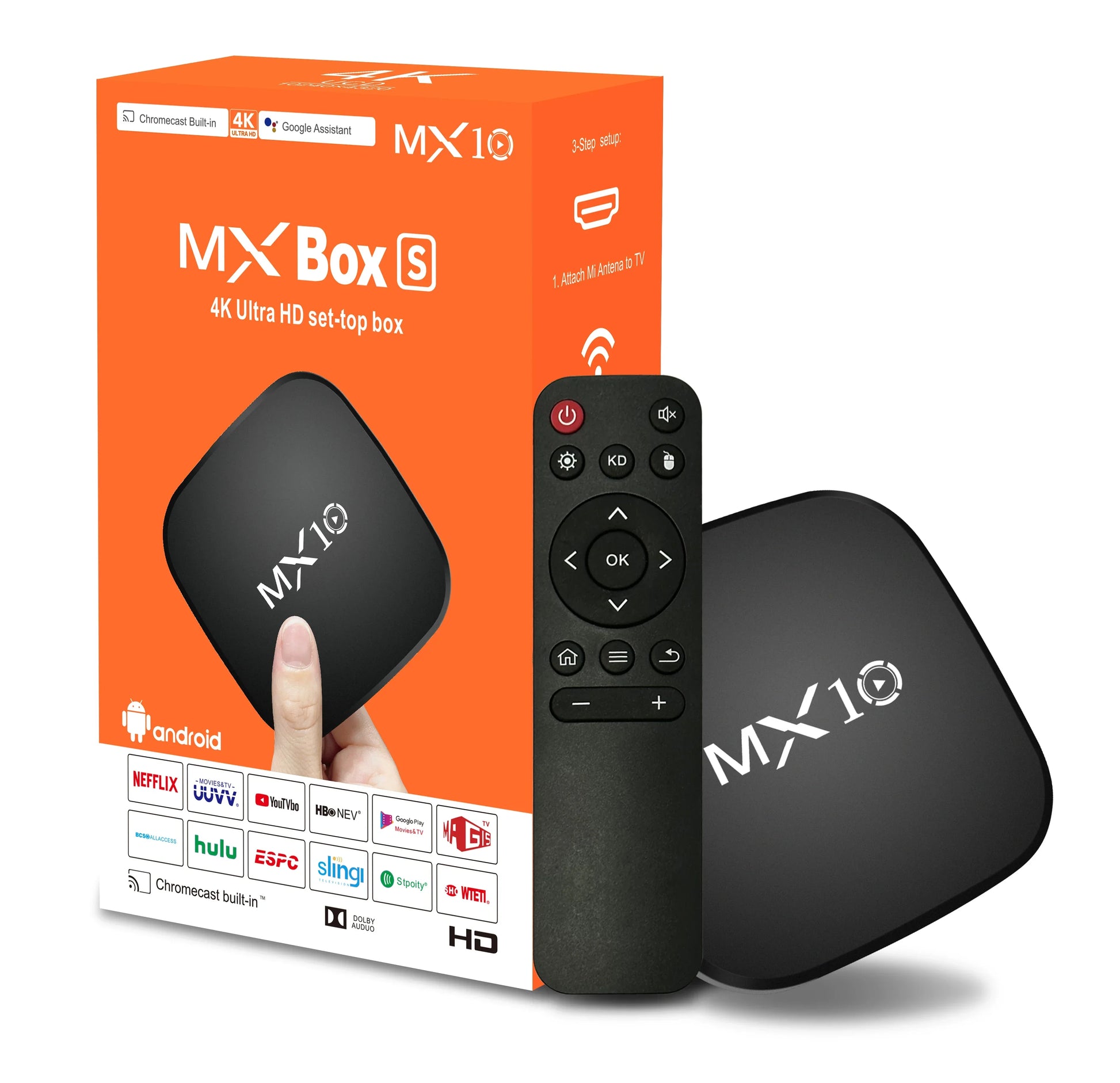 MX10 Smart Android TV Box: 4K Ultra HD Streaming, Quad Core WiFi